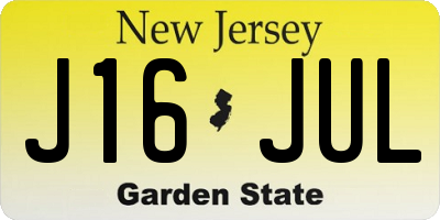 NJ license plate J16JUL