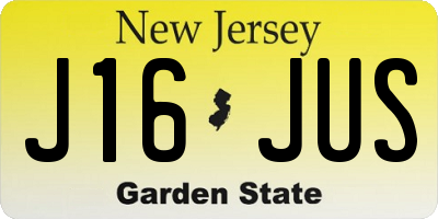 NJ license plate J16JUS