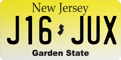 NJ license plate J16JUX