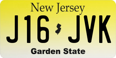 NJ license plate J16JVK