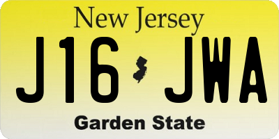 NJ license plate J16JWA