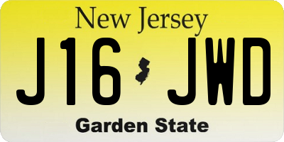 NJ license plate J16JWD