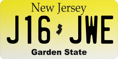 NJ license plate J16JWE