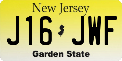 NJ license plate J16JWF