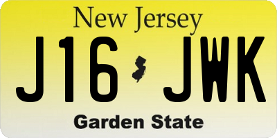 NJ license plate J16JWK