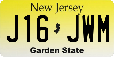 NJ license plate J16JWM