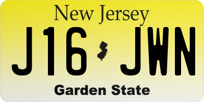 NJ license plate J16JWN