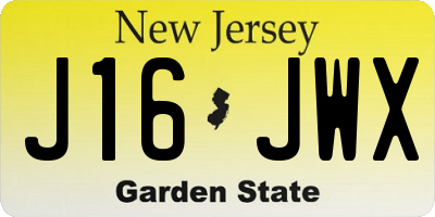 NJ license plate J16JWX