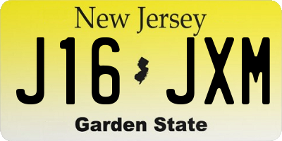 NJ license plate J16JXM