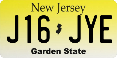 NJ license plate J16JYE