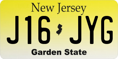 NJ license plate J16JYG
