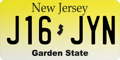 NJ license plate J16JYN