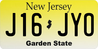 NJ license plate J16JYO