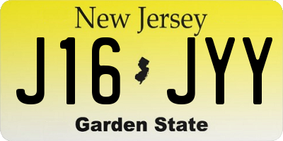 NJ license plate J16JYY