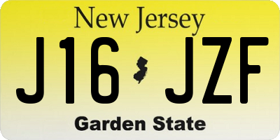 NJ license plate J16JZF