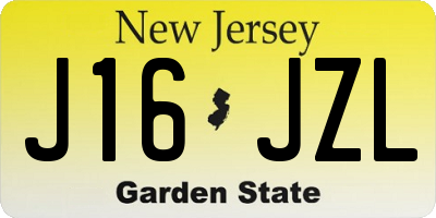 NJ license plate J16JZL