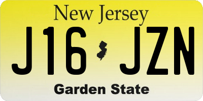 NJ license plate J16JZN