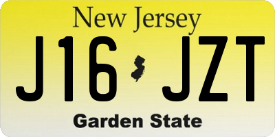 NJ license plate J16JZT
