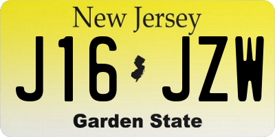 NJ license plate J16JZW