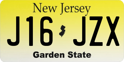 NJ license plate J16JZX