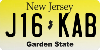 NJ license plate J16KAB