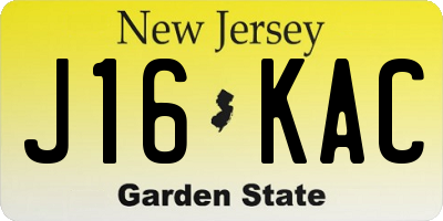NJ license plate J16KAC