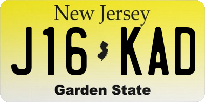 NJ license plate J16KAD