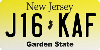 NJ license plate J16KAF