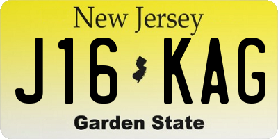 NJ license plate J16KAG