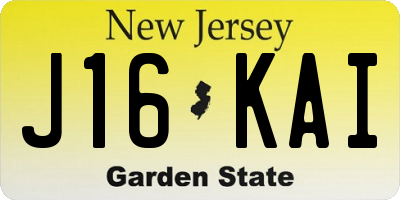 NJ license plate J16KAI