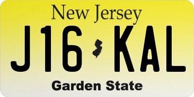 NJ license plate J16KAL