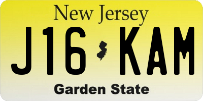 NJ license plate J16KAM