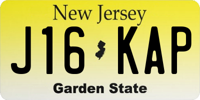 NJ license plate J16KAP
