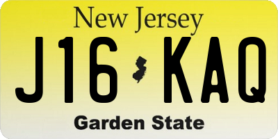 NJ license plate J16KAQ