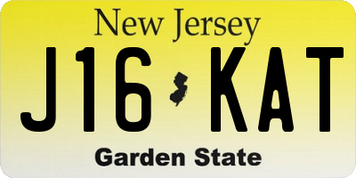 NJ license plate J16KAT