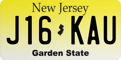 NJ license plate J16KAU