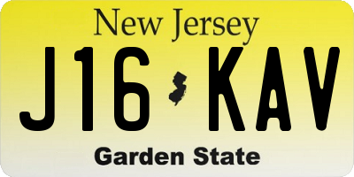 NJ license plate J16KAV