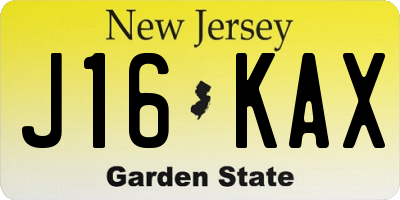 NJ license plate J16KAX