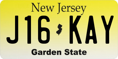 NJ license plate J16KAY
