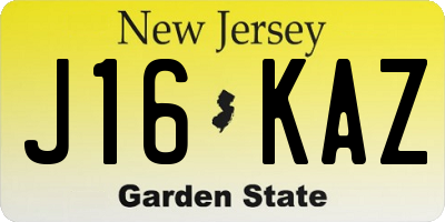 NJ license plate J16KAZ