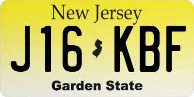 NJ license plate J16KBF
