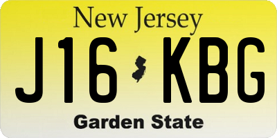 NJ license plate J16KBG
