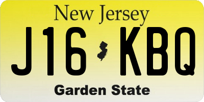 NJ license plate J16KBQ