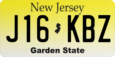 NJ license plate J16KBZ