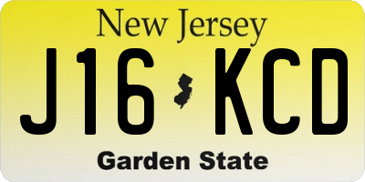 NJ license plate J16KCD