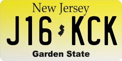 NJ license plate J16KCK