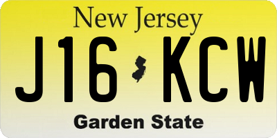 NJ license plate J16KCW