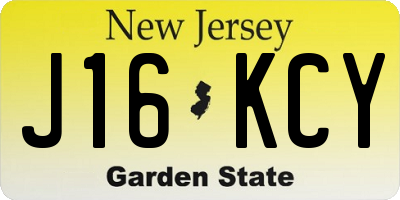 NJ license plate J16KCY
