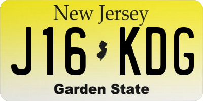 NJ license plate J16KDG