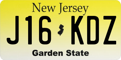 NJ license plate J16KDZ